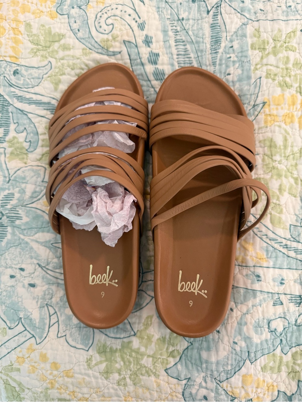 Beek Strappy Tan Slide Sandal, size 9 EUC - Picture 3 of 7